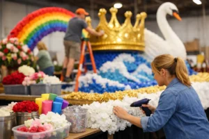 Float Decorating Before Parade Day